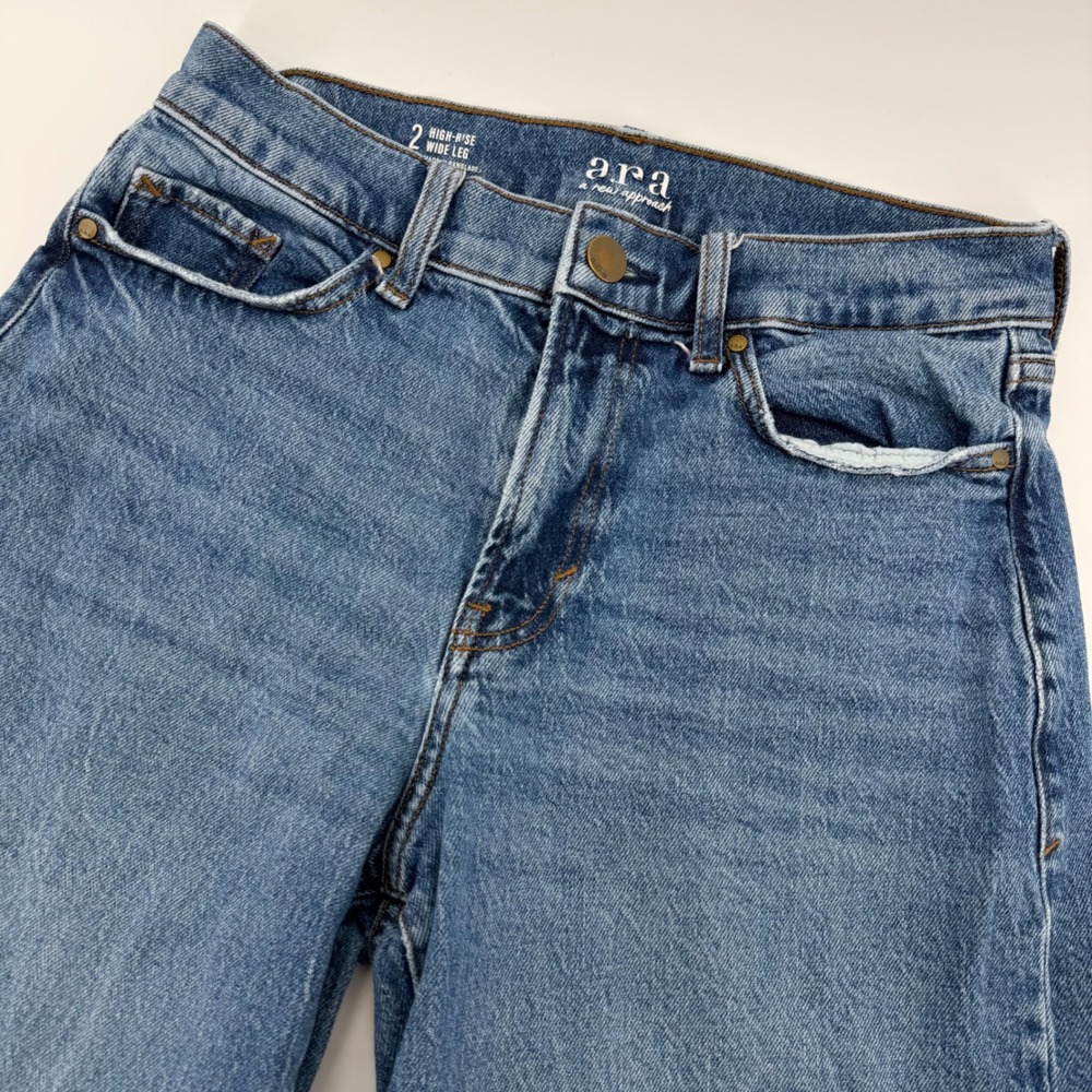 a.n.a Jeans Women 2 Blue High Rise Wide Leg Stretch Denim Medium Wash